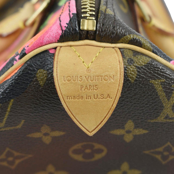 LOUIS VUITTON Roses Speedy 30 Monogram Canvas Satchel Bag Brown