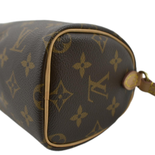 LOUIS VUITTON Nano Speedy Monogram Canvas Crossbody Bag Brown