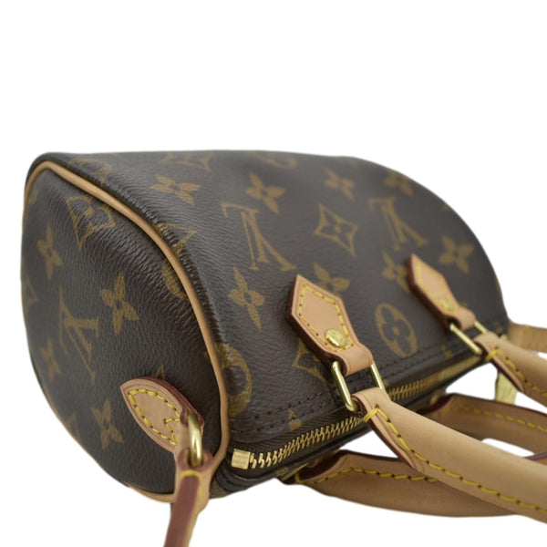LOUIS VUITTON Nano Speedy Monogram Canvas Crossbody Bag Brown