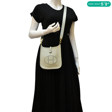 HERMES Evelyne TPM Clemence Crossbody Bag Light Grey dummy look