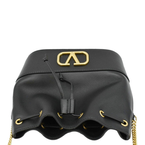 VALENTINO Mini Bucket Nappa Leather Chain Crossbody Bag Black