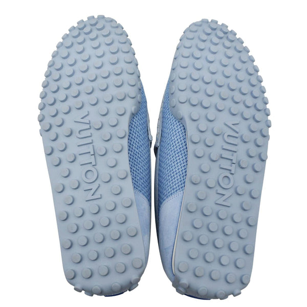 LOUIS VUITTON LV Racer Moccasin Perforated Leather Loafers Light Blue US 10.5