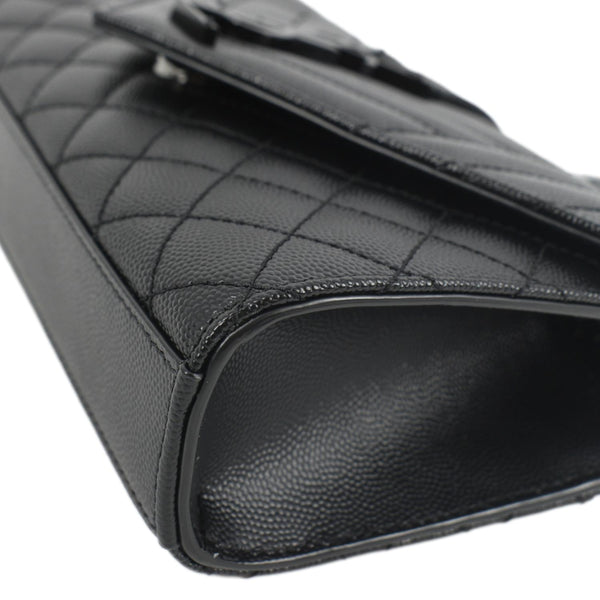 YVES SAINT LAURENT Grain De Poudre Embossed Leather Crossbody Chain Bag Black