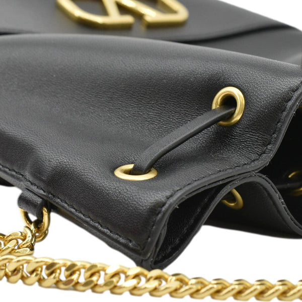 VALENTINO Mini Bucket Nappa Leather Chain Crossbody Bag Black
