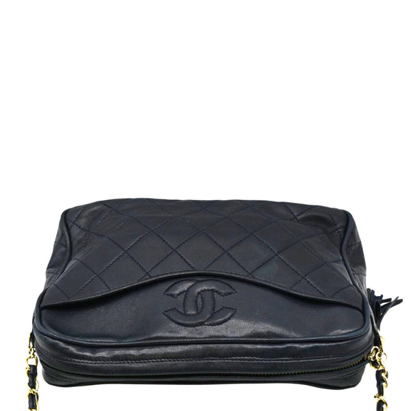 CHANEL Vintage Quilted Leather Camera Crossbody Bag Black
