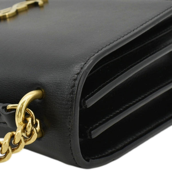 YVES SAINT LAURENT Monogram Sunset Medium Leather Shoulder Bag Black