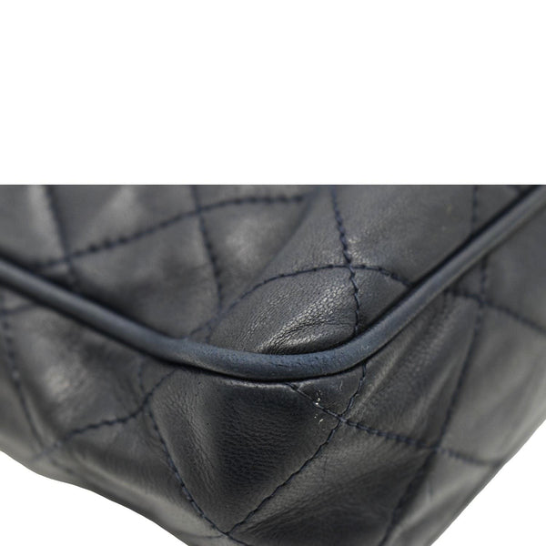 CHANEL Vintage Quilted Leather Camera Crossbody Bag Black