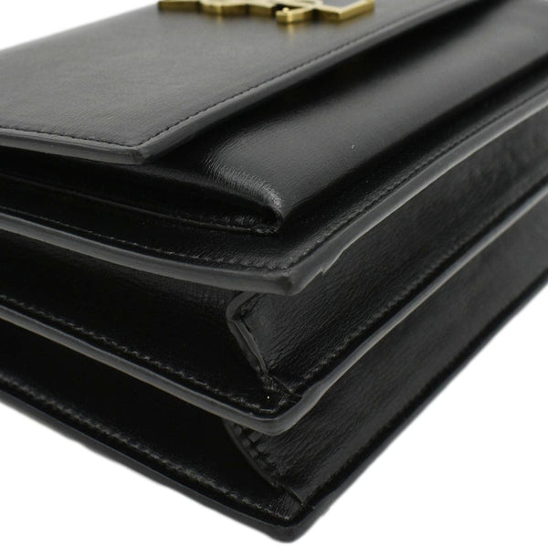 YVES SAINT LAURENT Monogram Sunset Medium Leather Shoulder Bag Black