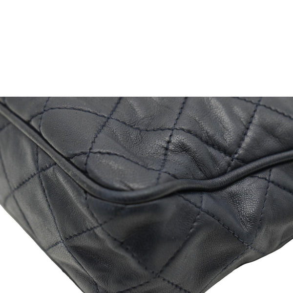 CHANEL Vintage Quilted Leather Camera Crossbody Bag Black