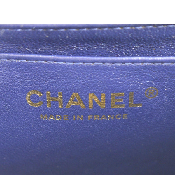 CHANEL CC Mini Rectangular Flap Chevron Leather Shoulder Bag Purple