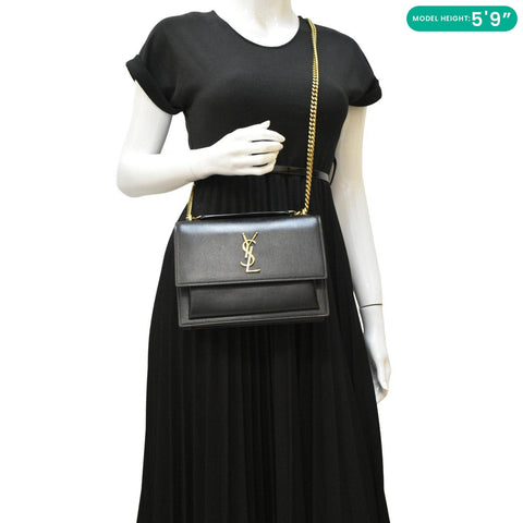 YVES SAINT LAURENT Monogram Sunset Shoulder Bag Black dummy look