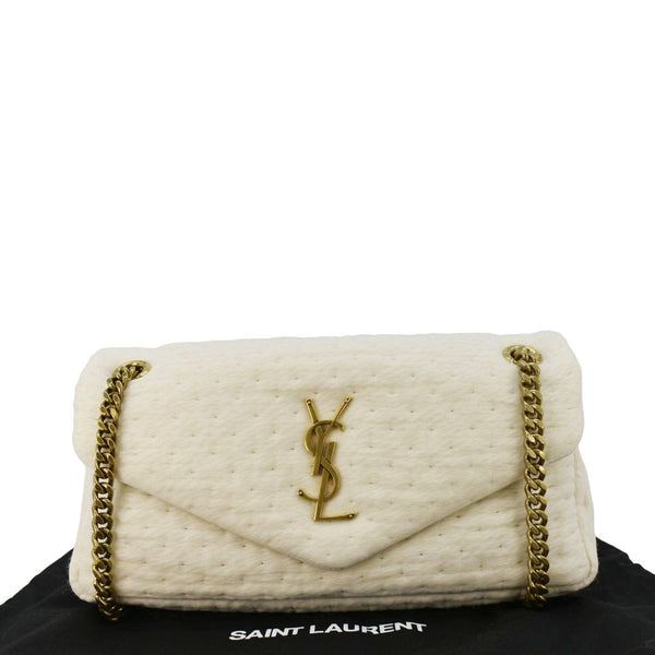 YVES SAINT LAURENT Calypso Organza Leather Crossbody Bag White