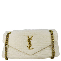 YVES SAINT LAURENT Calypso Organza Leather Crossbody Bag White