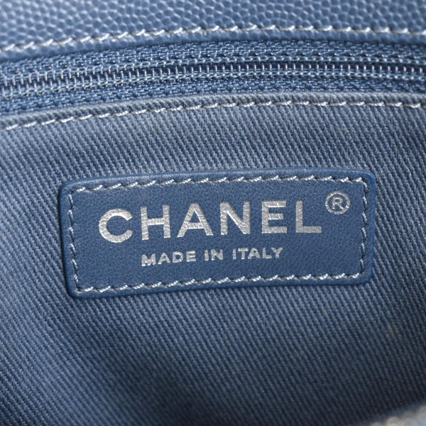 CHANEL CC Coco Caviar Leather Top Handle Flap Shoulder Bag Blue
