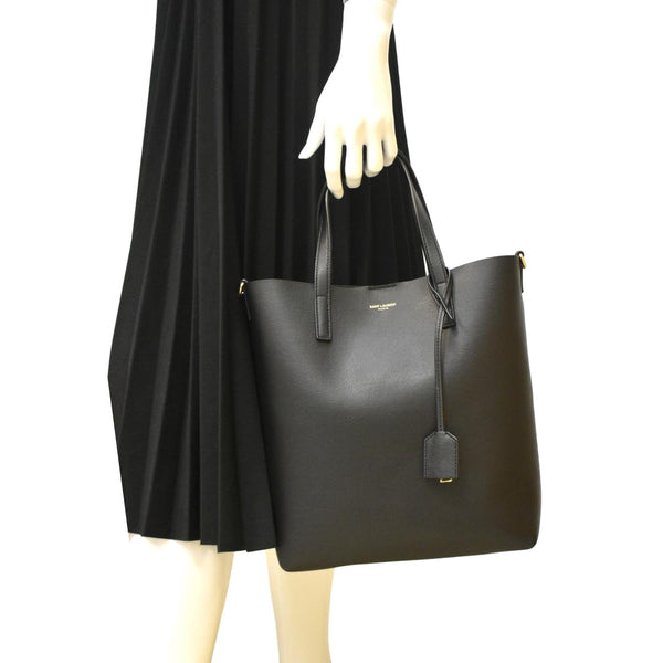 YVES SAINT LAURENT Toy Supple Leather Shopping Tote Bag Black