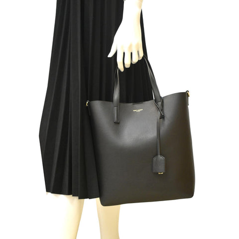 YVES SAINT LAURENT Toy Supple Leather Shopping Tote Bag Black