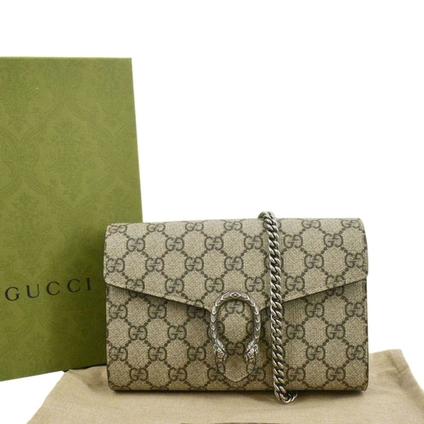 GUCCI Dionysus GG Supreme Crossbody Chain Wallet Beige 401231
