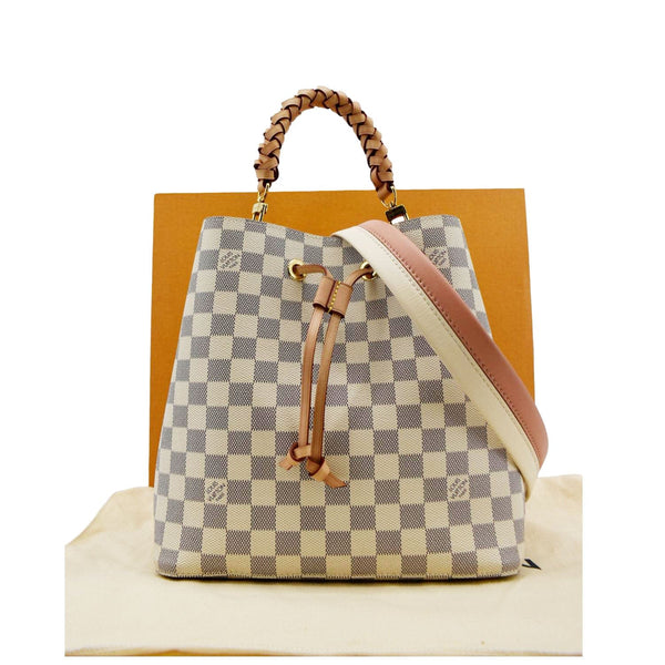 LOUIS VUITTON Neonoe Braided Handle Damier Crossbody Bag White front side