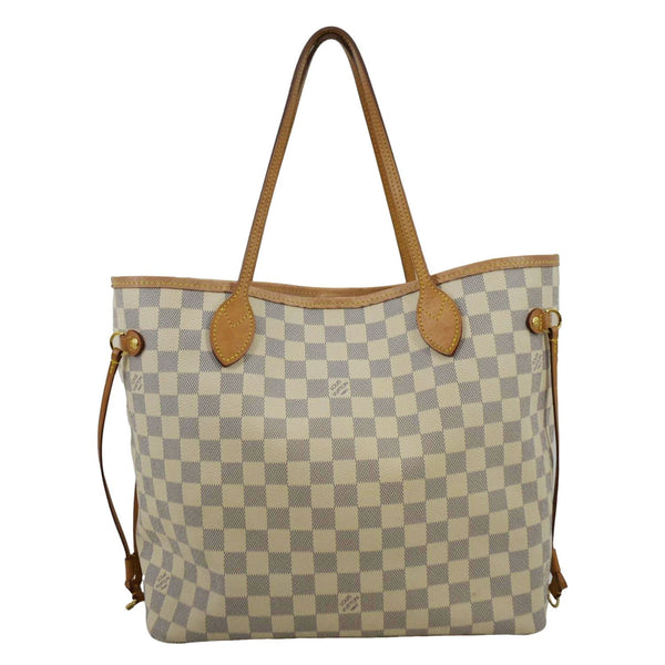 LOUIS VUITTON Neverfull MM Damier Azur Shoulder Bag White