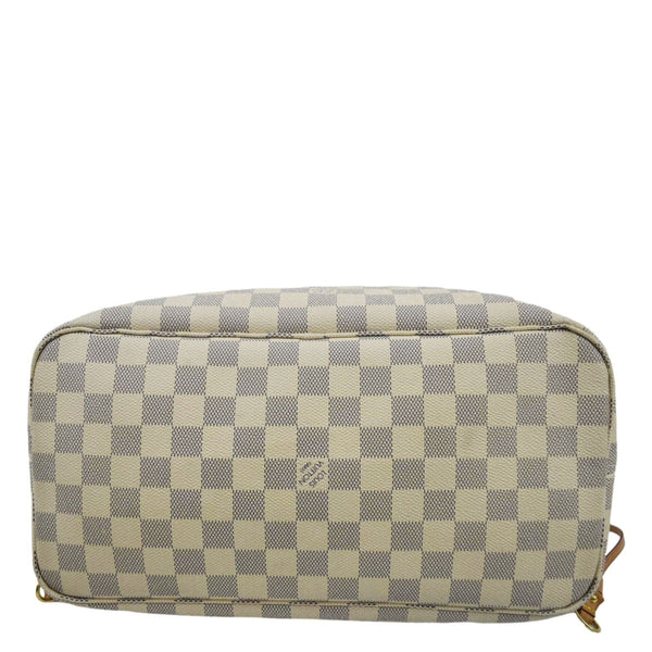 LOUIS VUITTON Neverfull MM Damier Azur Shoulder Bag White
