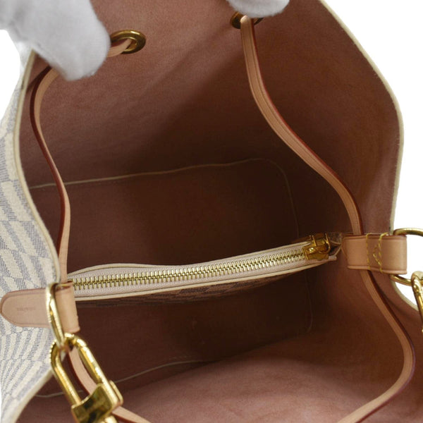 LOUIS VUITTON Neonoe Braided Handle Damier Azur Crossbody Bag White