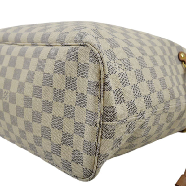 LOUIS VUITTON Neverfull MM Damier Azur Shoulder Bag White