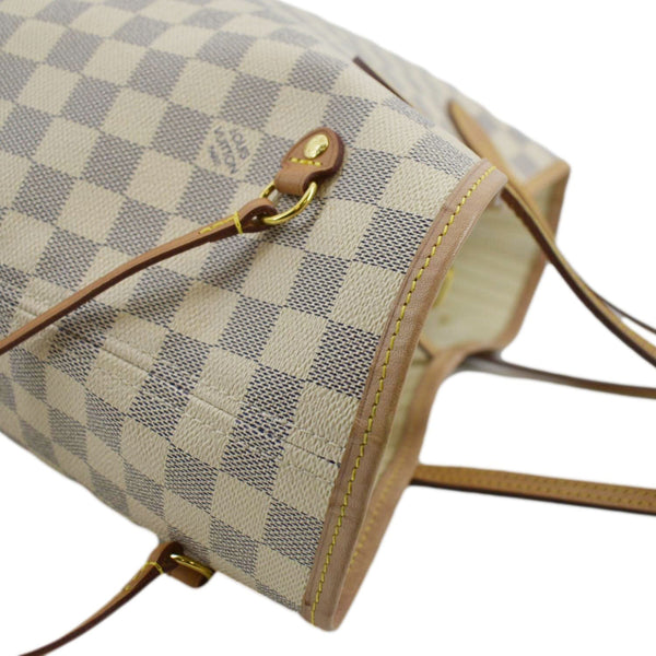 LOUIS VUITTON Neverfull MM Damier Azur Shoulder Bag White