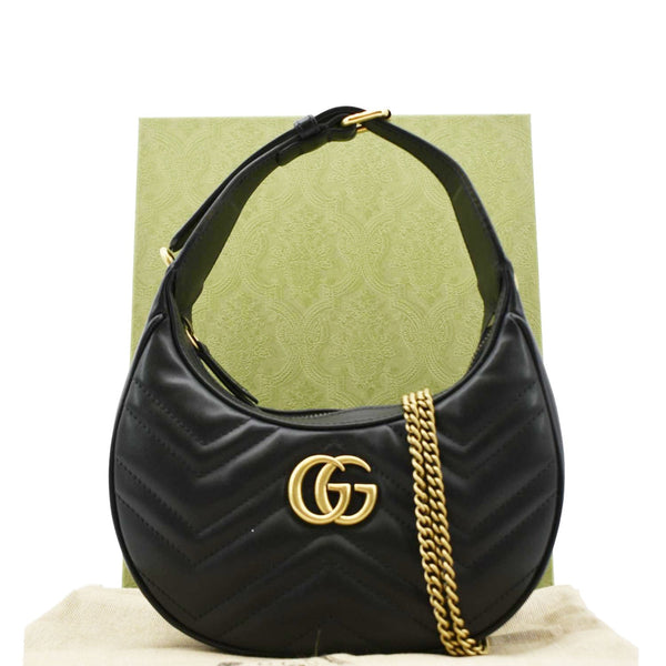 GUCCI Mini Leather Shoulder Bag Black front side