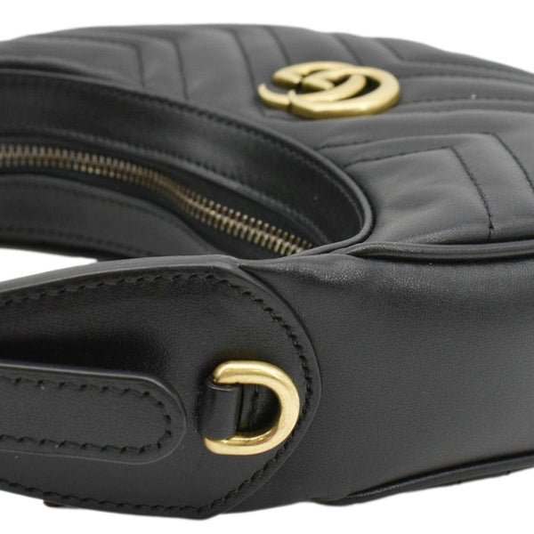 GUCCI Mini Leather Shoulder Bag Black upper right corner look