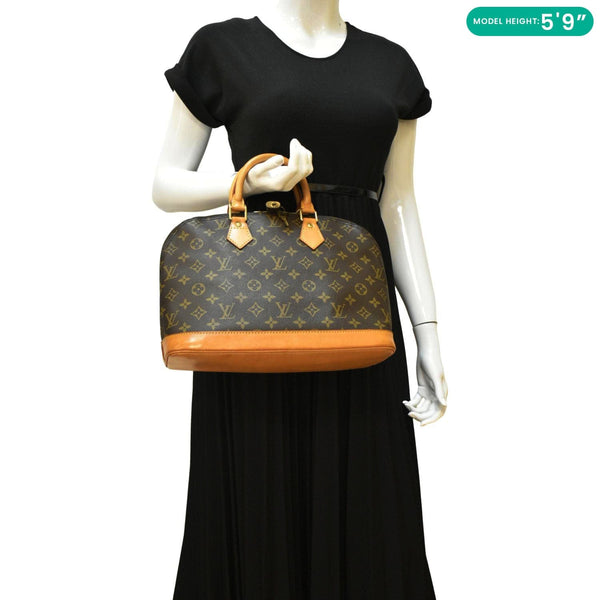 LOUIS VUITTON Alma PM Monogram Canvas Satchel Bag Brown