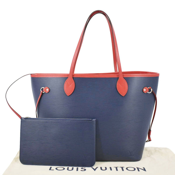 LOUIS VUITTON Neverfull MM Epi Leather Tote Shoulder Bag Blue