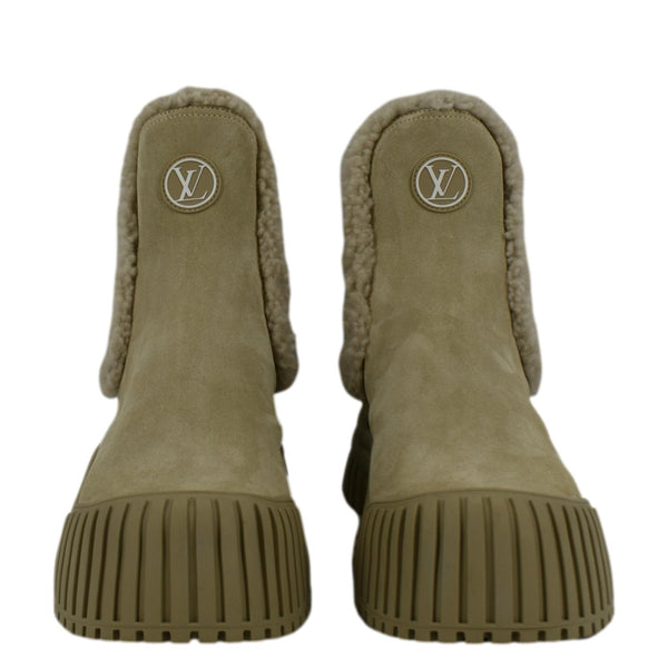 LOUIS VUITTON Ruby Flat Suede Ankle Boot Beige Size 36 1/2