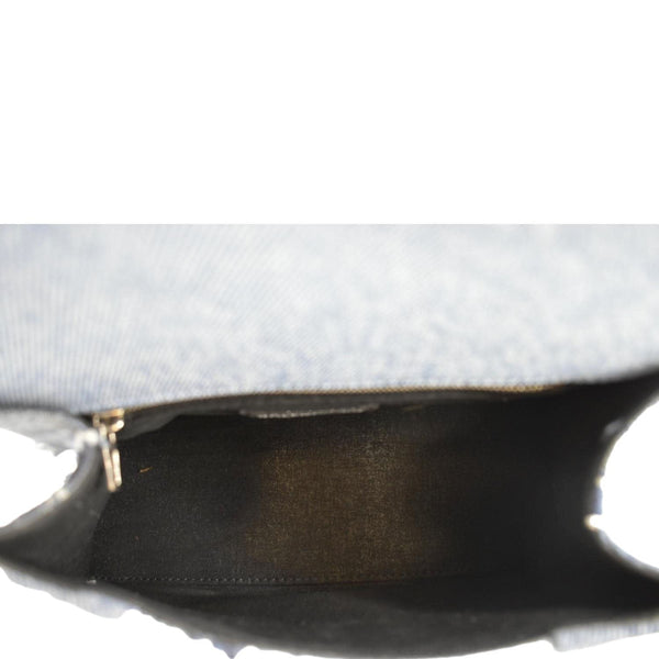 BALENCIAGA Small Hourglass Denim Top Handle Shoulder Bag Blue