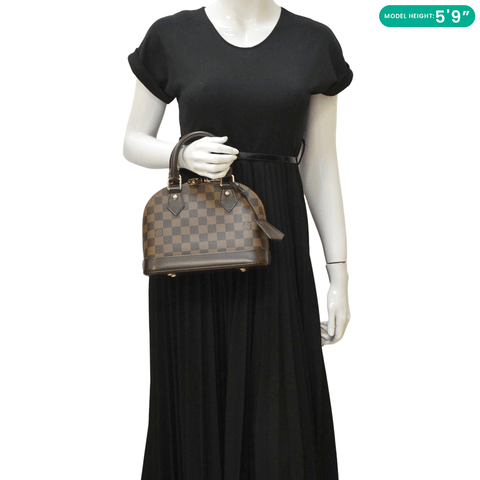 LOUIS VUITTON Alma BB Damier Ebene Satchel Bag Brown