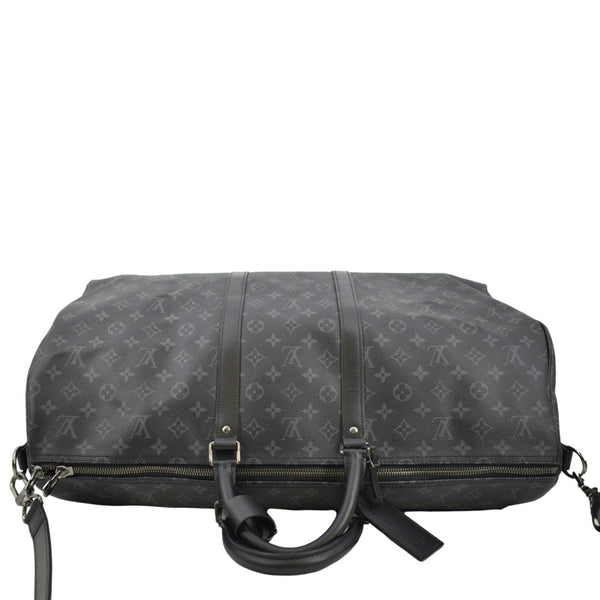 LOUIS VUITTON Keepall 55 Bandouliere Monogram Eclipse Travel Bag Black