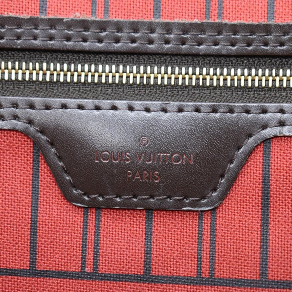 LOUIS VUITTON Neverfull MM Damier Ebene Tote Bag Brown