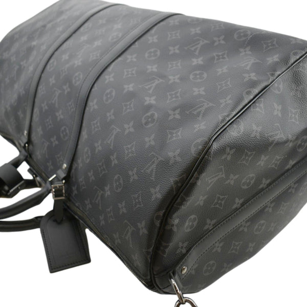 LOUIS VUITTON Keepall 55 Bandouliere Monogram Eclipse Travel Bag Black