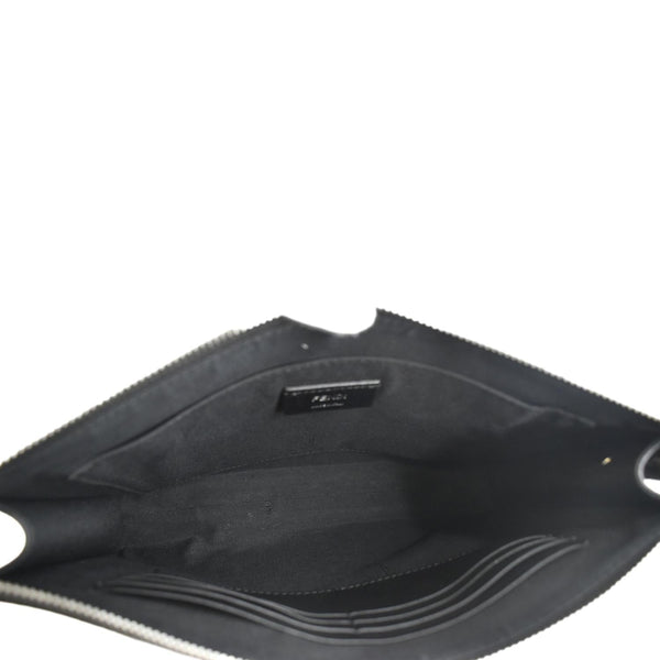 FENDI Leather Clutch Zip Pouch Black