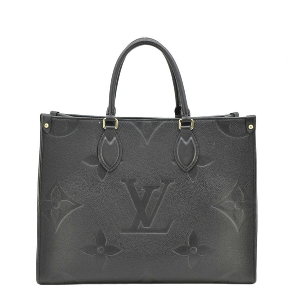 LOUIS VUITTON Onthego MM Giant Monogram Empreinte Leather Tote Bag Black