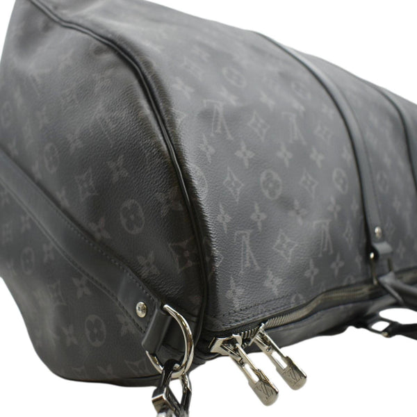 LOUIS VUITTON Keepall 55 Bandouliere Monogram Eclipse Travel Bag Black