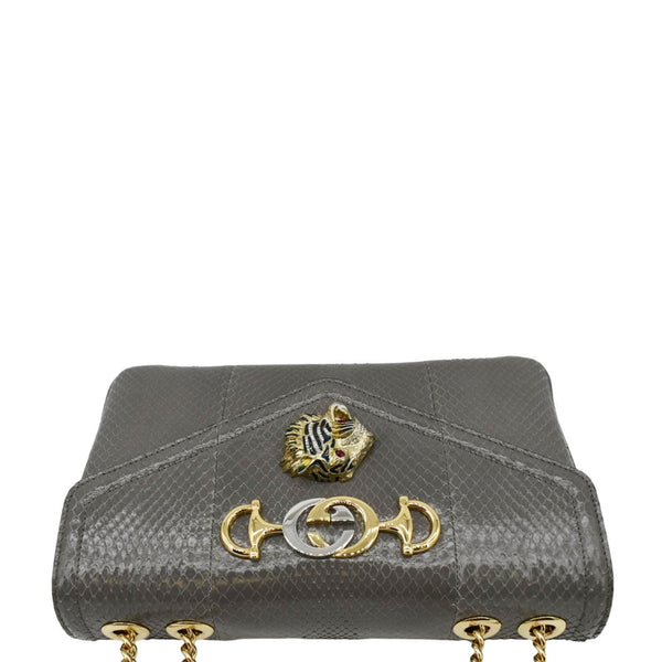 GUCCI Medium Leather Chain Shoulder Bag Grey upper look