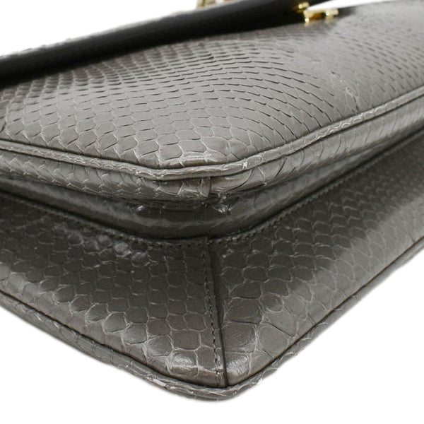 GUCCI Medium Leather Chain Shoulder Bag Grey lower left corner look