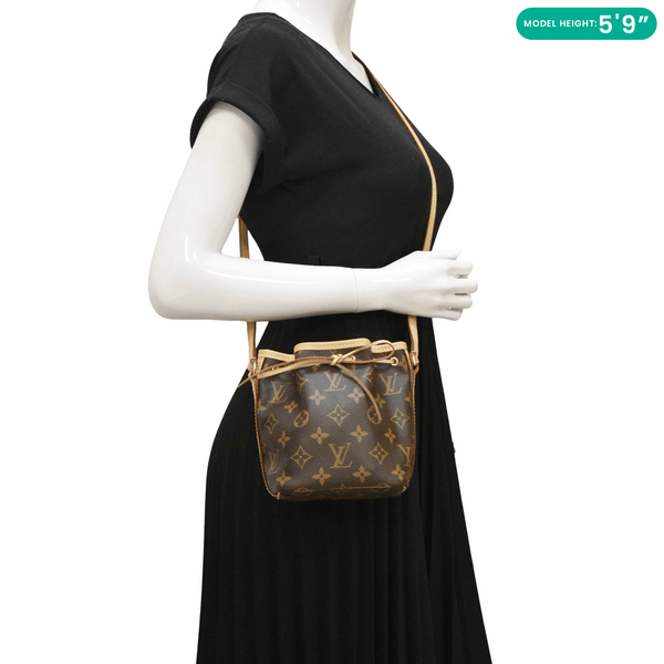 LOUIS VUITTON Monogram Nano Noe Monogram Canvas Crossbody Bag Brown