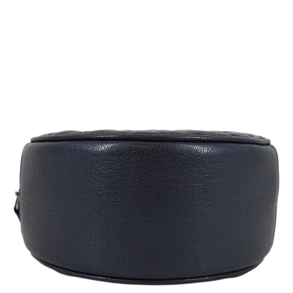 CHANEL Camellia Round Goatskin Leather Crossbody Bag Dark Blue