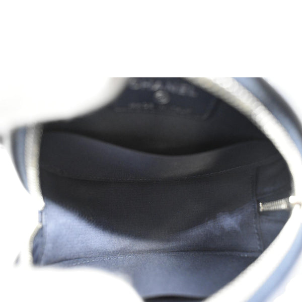 CHANEL Camellia Round Goatskin Leather Crossbody Bag Dark Blue