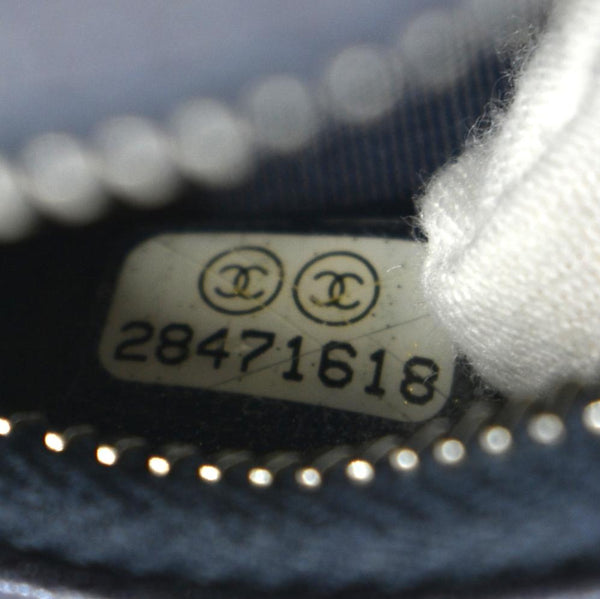 CHANEL Camellia Round Goatskin Leather Crossbody Bag Dark Blue