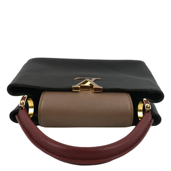 LOUIS VUITTON CapucinesTaurillon Satchel bag Black Leather with land scape view