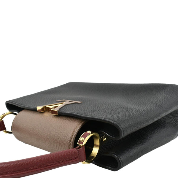 LOUIS VUITTON CapucinesTaurillon Satchel bag Black Leather with upper right side view