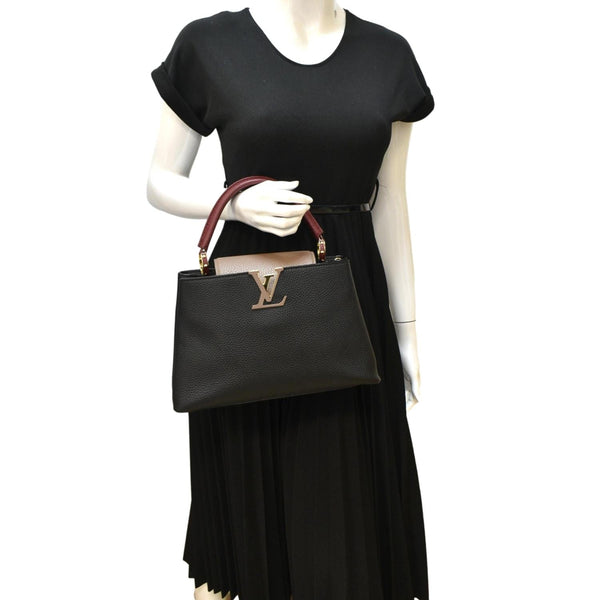 LOUIS VUITTON CapucinesTaurillon Satchel bag Black Leather with body view
