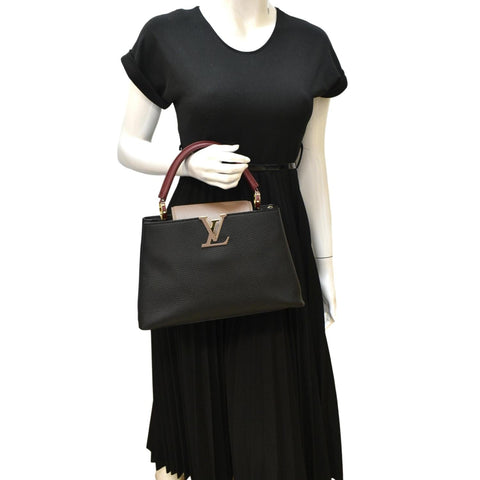 LOUIS VUITTON CapucinesTaurillon Satchel bag Black Leather with body view